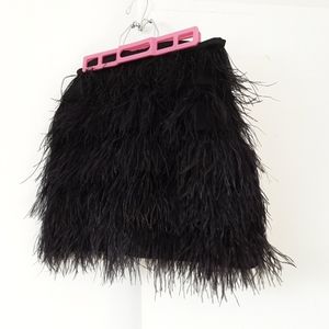 Michael Kors Ostrich Feather Black Mini Skirt